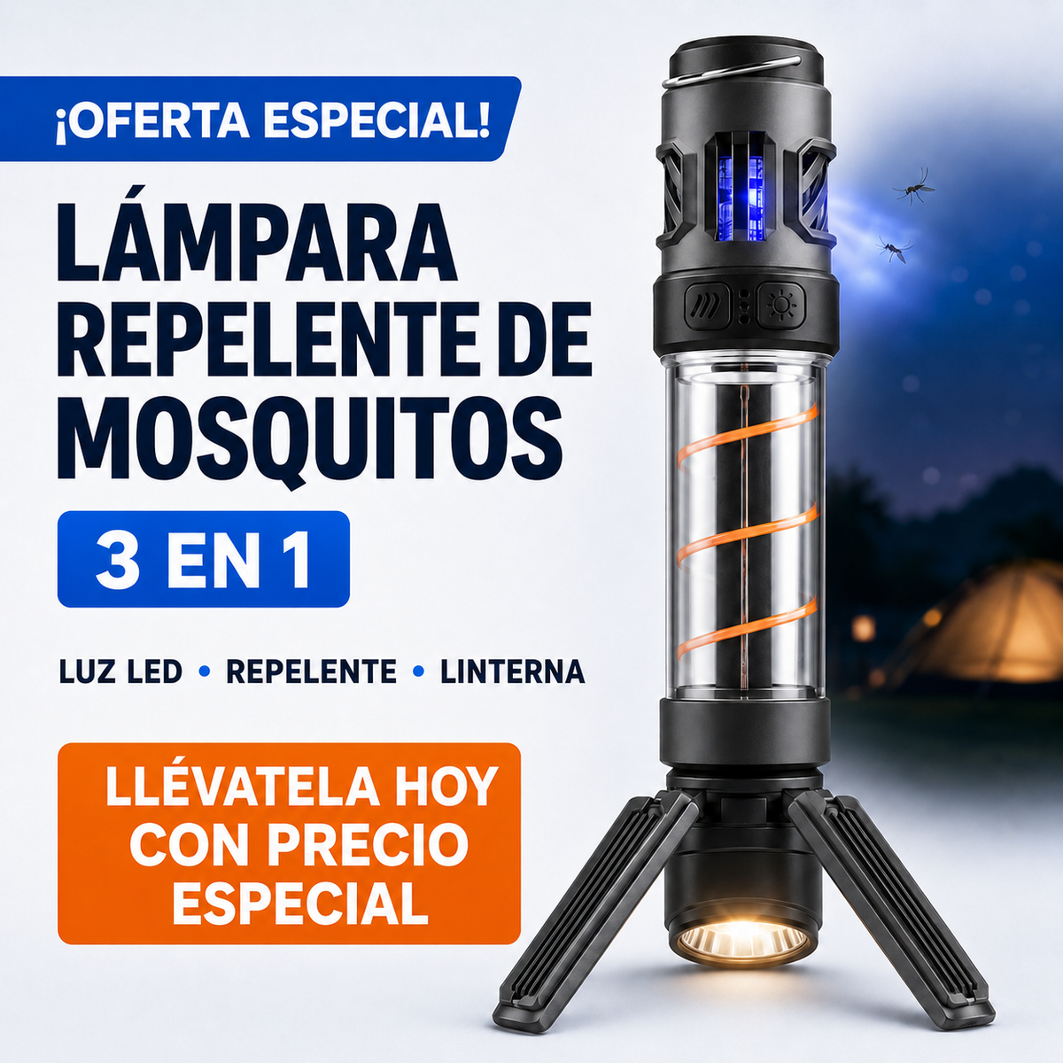Lámpara repelente de mosquitos 3 en 1