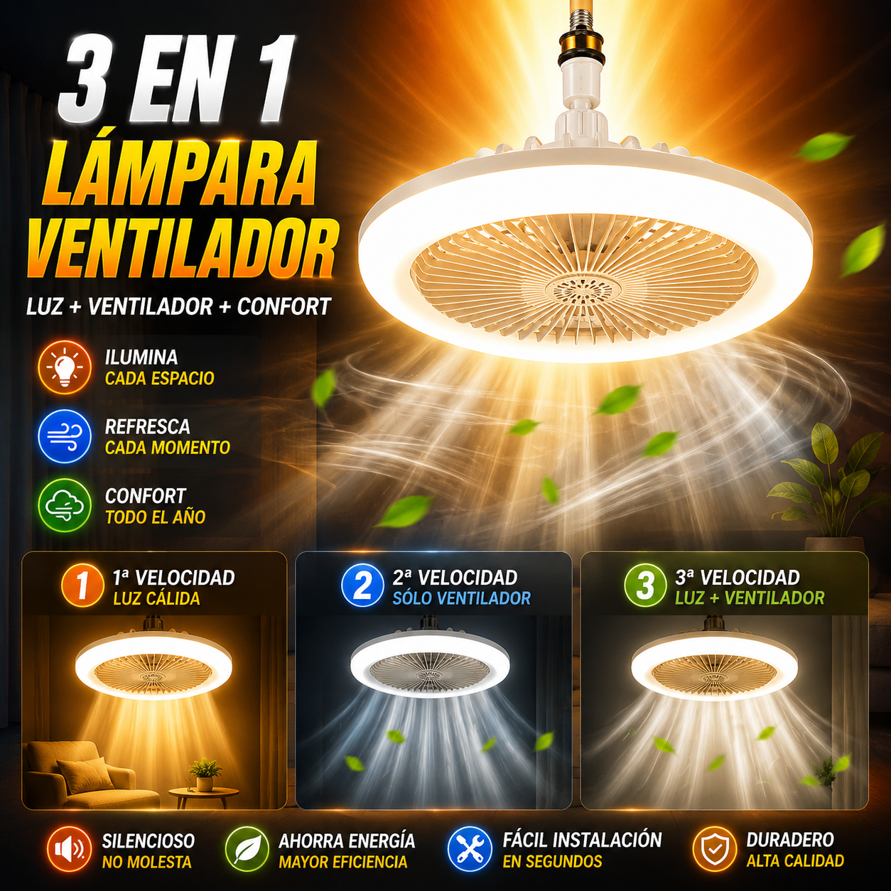 🔥 LIQUIDACIÓN DE ANIVERSARIO DE LA TIENDA VENTILADOR DE TECHO 3 EN 1 ⚠️ SOLO 30 UNIDADES DISPONIBLES ⚠️