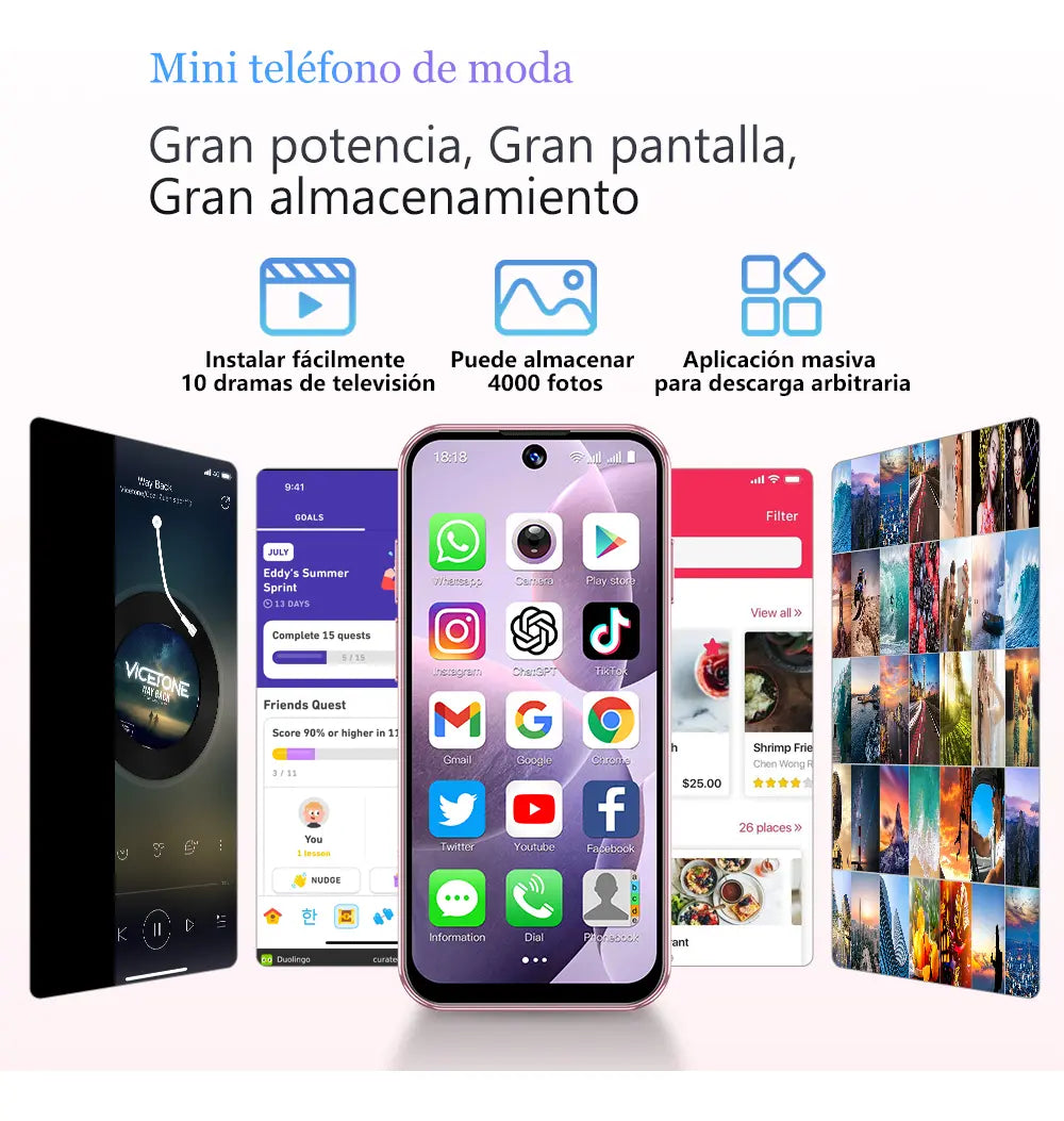 Mini teléfono inteligente oro - additional image 6