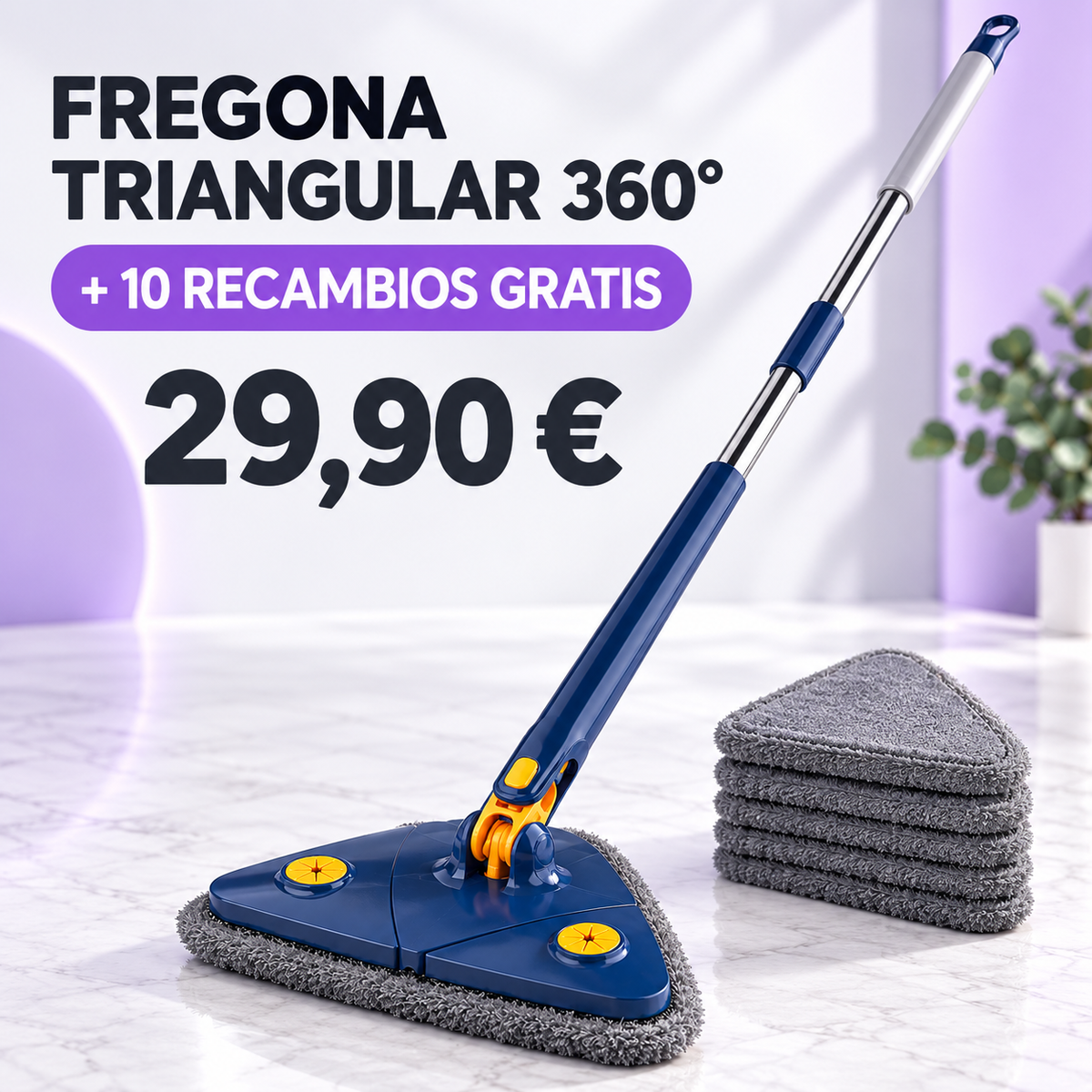 FREGONA TRIANGULAR 360° + 10 RECAMBIOS GRATIS