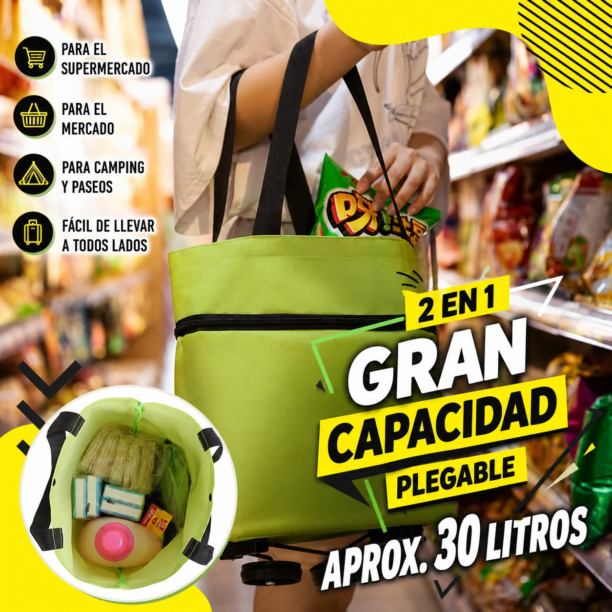 🧳 Carrito de Mercado Plegable 2 en 1: Oferta de Cumpleaños de la Tienda - Compra 1 y Lleva 2 o Compra 2 y Lleva 4